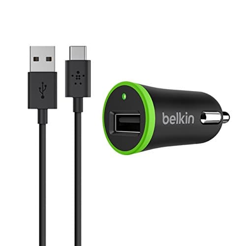 Image of Belkin USB Car Charger with Removable USB-A to USB-C Charge and Sync Cable (Works with Google Pixel), 2.1 A, 10 W, Black