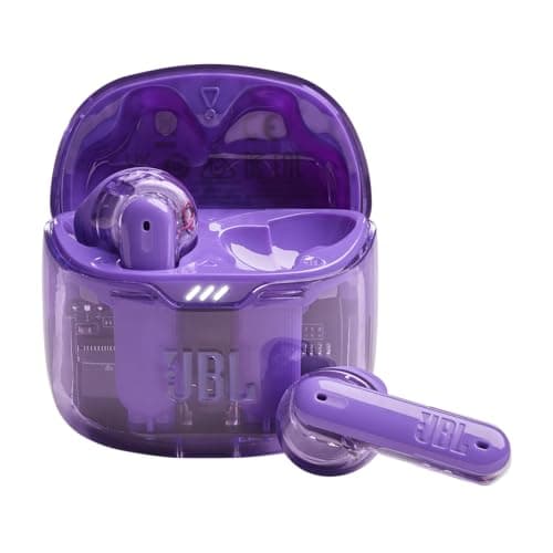Image of JBL Tune Flex Ghost In-Ear Bluetooth Earphones, Noise-Cancelling Water-Resistant Earbuds with 32-Hour Battery Life, Purple Ghost