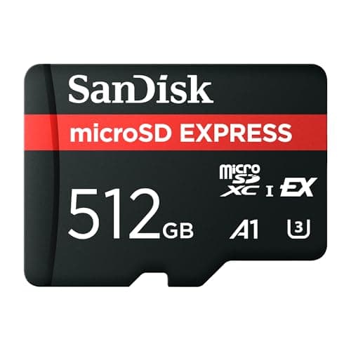 Image of SanDisk microSD Express Card, 512GB mSD card, Read speeds up to 880 MB/s, Write Speeds up to 650MB/s, Sustained Write 220MB/s, SanDisk QuickFlow Technology, ThermAdapt, UHS-I, U3, C10