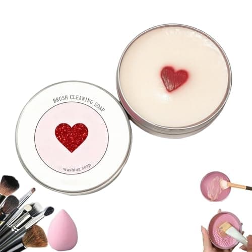 Image of Makeup Brush Clean Set,100g Heart Solid Soap Cleanser & 1 Pcs Silicone Pad,Easy to Clean Blenders,Brushes,Paint Brush,Removes Shadow Color Cosmetic Colors for Daily Use Travel Set (1PC)