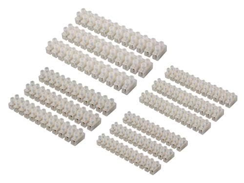 Image of GTSE 12 Pack of Electrical Connector Blocks, 5A, 10A, 15A, 30A, 12 Way White Terminal Block Electrical Connector Strips