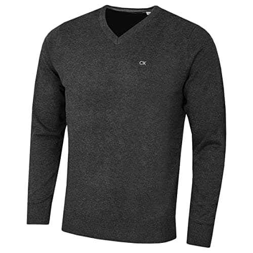 Image of Calvin Klein Mens V-Neck Soft Sweater - Charcoal - M