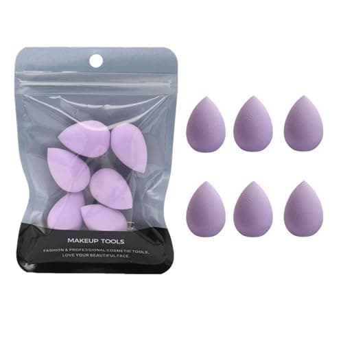 Image of 6Pcs Purple Mini Makeup Sponge Small Beauty Sponge Blender Set for Foundation, Powder, Concealer Highlight,and Eye Shadow, Makeup Blenders and Sponges，Face