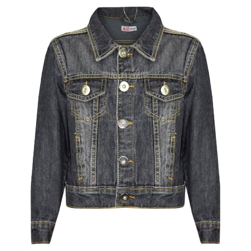 Image of A2Z 4 Kids Boys Denim Jacket Classic Stylish Fashion Coat for Children Durable Cotton Jeans - Boys Denim Jacket J11 Black 9-10