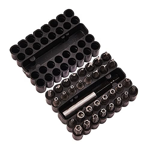 Image of Amtech 33pc Security Power Bit Set with Tamper-Proof Torx, Hex, Tri-Wing, Quad Wing and Spanner Bits, 60 mm Magnetic Bit and Case Included