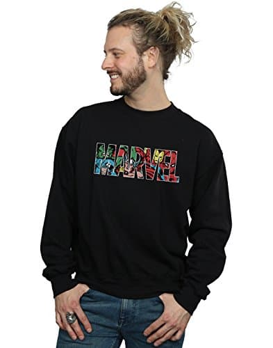Image of Marvel Comics Men's Logo Character Infill Sweatshirt Black X-Large