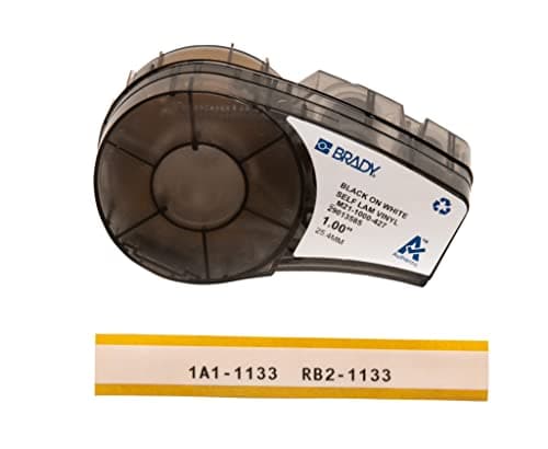 Image of Brady Self-Laminating Vinyl Tape for BMP21-PLUS; BMP21-LAB; BMP21, 25.40 mm x 4.30 m, Black on White, Translucent/White