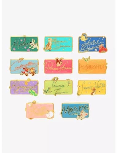 Image of Loungefly - Disney Princess - Ariel - Signature Licence Plate - Enamel Pin - 1 Of 6 to Collect - Styles Vary - Disney Princesses - Blind Box Enamel Pins - Cute Collectable Novelty Brooch & Bags