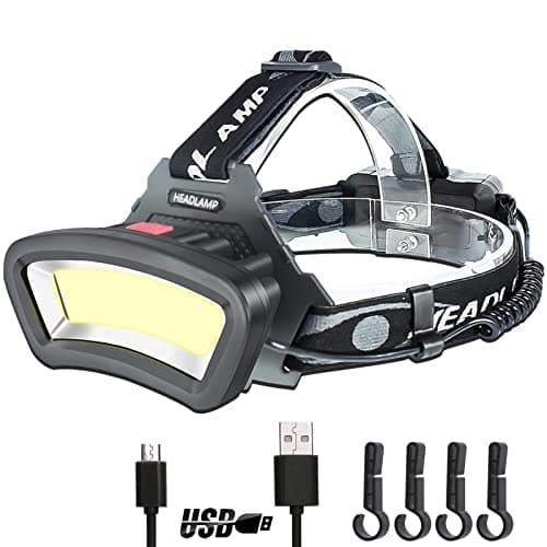Image of DARKBEAM Headlamp Rechargeable Helmet Light USB Head Torches for Hard Hat LED Super Bright Head Torch Red Light Outdoor Work Light Battery Powered, Car Maintenance, Construction, Working 7-14h