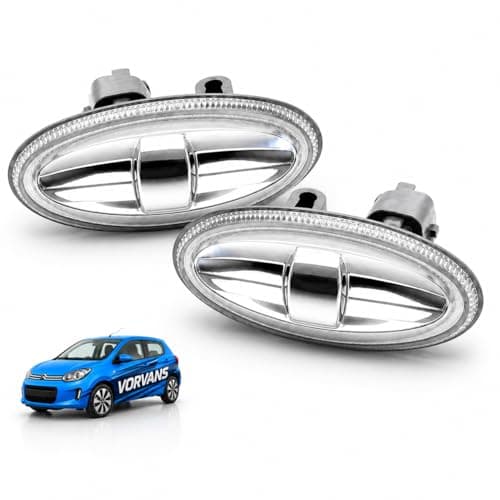 Image of VORVANS 2x Side Marker Indicator Repeater Light Pair for Peugeot Partner 107 206 307 407 607 Citroen C1 C2 C3 C5 Xsara Berlingo Toyota Aygo Models Clear Replacement OEM 6325G3 6325G4 (Pair)