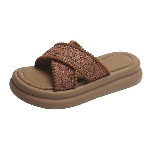 Image of Women Slide Sandals Cross Front Open Toe Summer Shoes