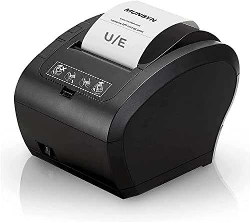 Image of MUNBYN POS Receipt Printer USB Ethernet 80MM Thermal Printer, Black Supermarket Kitchen with Auto Cutter Support Cash Drawer, Windows, Mac, Linux, and Chrome OS