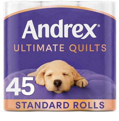 Image of Andrex Supreme Quilts Quilted Toilet Paper - 45 Toilet Roll Pack - 25% Thicker Than Before to Provide Ultimate Quilted Comfort with Unique Air Pocket Texture