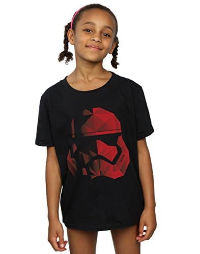 Image of Star Wars Girls The Last Jedi Stormtrooper Red Cubist Helmet T-Shirt 9-11 Years Black
