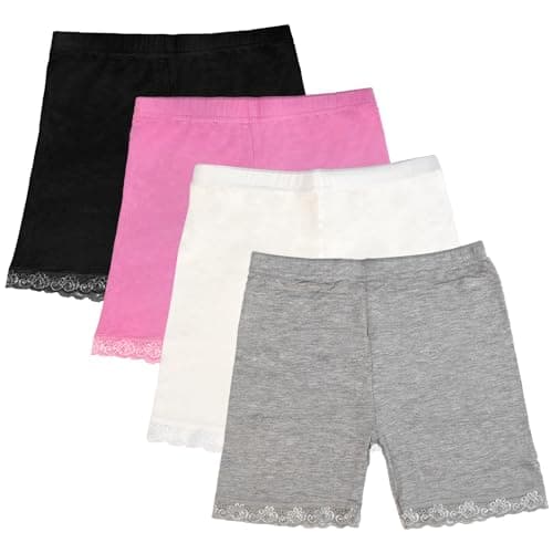 Image of GENTABY Girls Dress Shorts Underskirts Safety Dance Black White Cycling Bike Shorts 4 Pack Summer Lace Shorts 3-4 Years.
