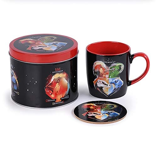 Image of Harry Potter Gryffindor, Slytherin, Hufflepuff and Ravenclaw Crests Gift Set with Mug and Coaster in Reusable Metal Gift Tin - Official Merchandise