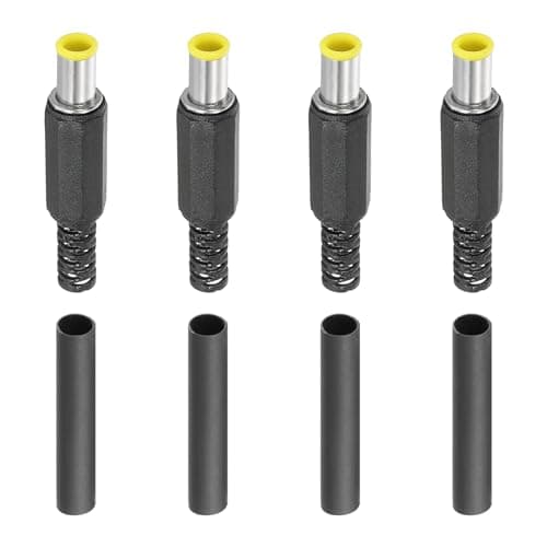 Image of PATIKIL 6.0x4.4mm DC Male Plug Power Supply Ends, 4 Pack DIY DC Barrel Connector Replacement with Heat Shrink Tube, Yellow