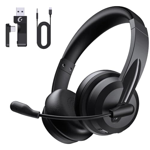 Image of syndesmos Wireless Headset with Microphone, Adjustable Headband PC Headset, Multipoint Connect, bluetooth headphones V5.3 for Phone, Tablet, Call Center, Office, Meeting, Class, Business
