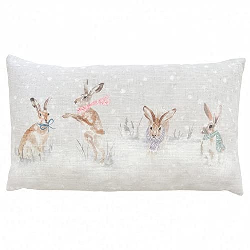 Image of Evans Lichfield Snowy Hares Cushion Cover, 30 x 50cm