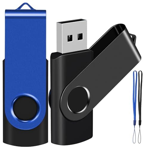 Image of EASTBULL USB Stick 2GB 2Pack USB Memory Stick Pen Drive Flash Drive（Black Blue with Free Lanyard)
