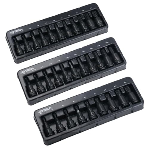 Image of AB Tools 3/8in Drive Impacted Impact Shallow Hex Allen Torx Star + Spline Bits 31pc Set