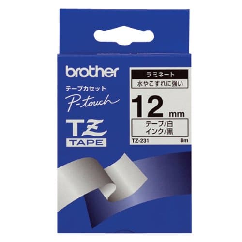 Image of Brother TZe-231 Labelling Tape Cassette, 12 mm (W) x 8 m (L), Laminated, Brother Genuine Supplies - Black on White