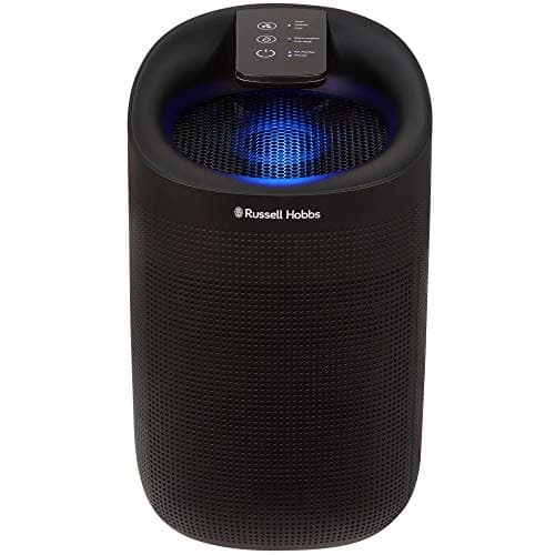 Image of Russell Hobbs RHDH1101B Ozone Free, 750ml/day 2 in 1 Black Dehumidifier/Air Purifier, 20m2 Room Size, LED Lighting & Captures Bacteria, for Home, Kitchen, Basement, Garage, Caravan