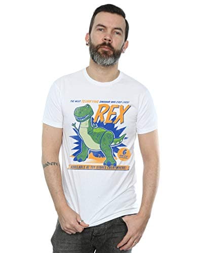 Image of Disney Men's Toy Story 4 Rex Terrifying Dinosaur T-Shirt White Large