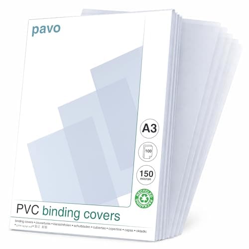 Image of Pavo - A3 150 Micron PVC Glass Transparent Cover - Clear (Pack of 100)