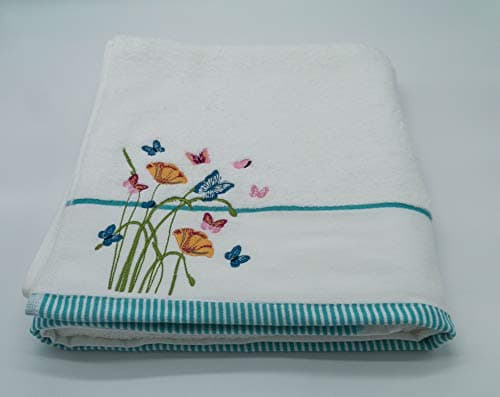 Image of Lex's Linens Floral & Butterfly Embroidered Towels Bath Sheet