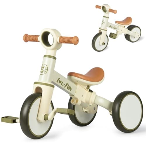 Image of LOL-FUN Kids Tricycle Age 1-3 Year Old, Toddler Balance Bike for 2 Years Old, 4 in 1 Kids Trike for Boys Girls Gift Present, 3 Wheel Baby Bicycle with Removable Pedal