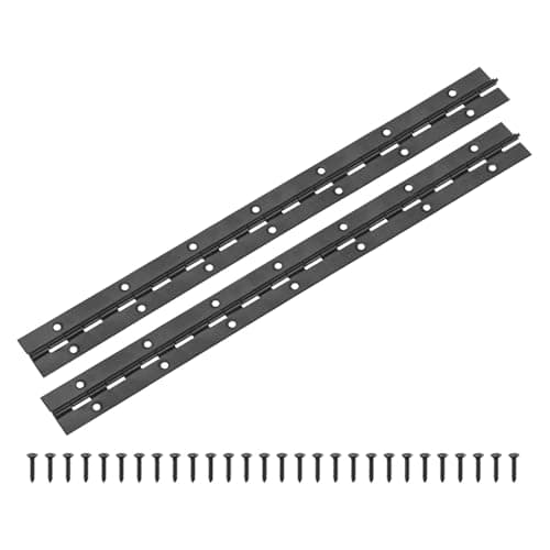Image of M METERXITY 2-Pack Piano Hinges, 14 Inch / 350mm 304 Stainless Steel Continuous Piano Hinge with Holes and Screws for Cabinets Door/Storage Box [1.2X 0.04/ 30x 1mm Open Width Thick, Black]