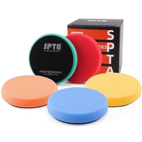 Image of SPTA Buffing Polishing Pads, 5Pc 7.5 Inch Face for 7 Inch 180mm Backing Plate, Compound Buffing Sponge Pads Cutting Polishing Pad Kit for Car Buffer Polisher Compounding, Polishing and Waxing