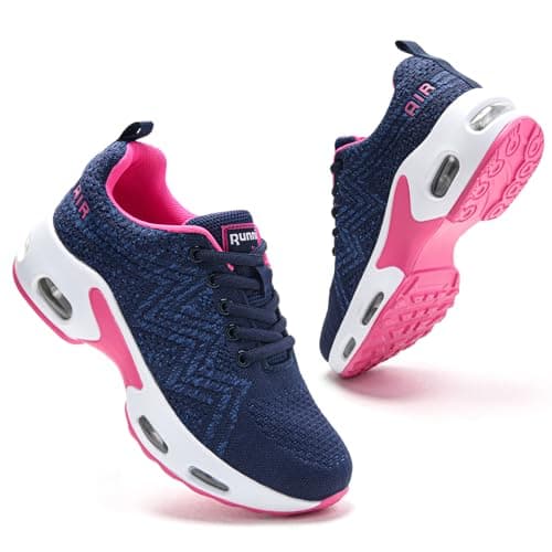 Image of Womens Trainers Ladies Running Shoes Arch Support Memory Foam Plantar Fasciitis Orthopedic Shoes Non Slip Air Cushion Lace Up Sneakers Navy UK 7