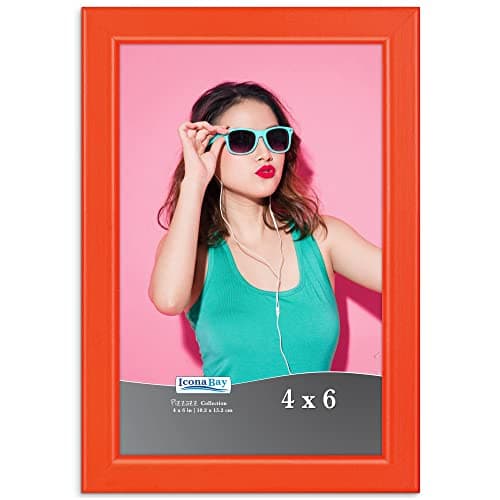 Image of Icona Bay 6x4 Orange Picture Frame, Colored Solid Wood Scandinavian Style Frame for Photo, Pizzazz Collection