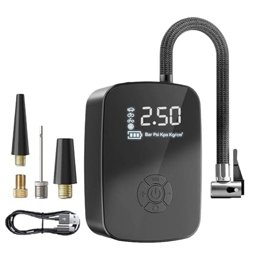 Image of Portable Tire Inflator - Cordless Air Pump Kit, Rechargeable Large Battery Compressor Units, Auto Stop Pressure Sensing Technology, Compact emerrgency Pumping Gear - For Car Motorcycle Bicycle