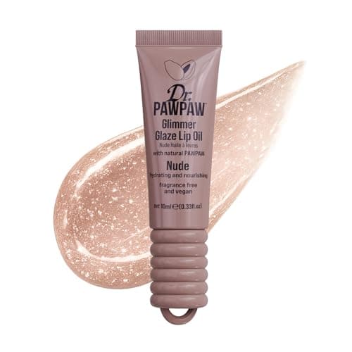 Image of Dr.PAWPAW Glimmer Glaze Nude Lip Oil 10ml, Hydrating Glossy Lip Oil with Sheer Nude Tint and Natural Shimmer, Non Sticky Vegan Lip Care for Luminous Lips