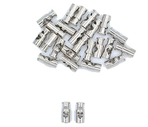Image of celloexpress Metal Cord Stopper Lock Toggle End for Cords | Metal Springs | Drawstring (Silver - Pack of 25, 20mm)