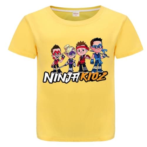 Image of Forlcool Ninja Prints Kids T-Shirt Boys Girls Short Sleeve Children Summer Cotton Top Tee (Yellow,9-10 Years,9 Years,10 Years)