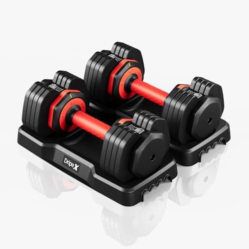 Image of Dripex Adjustable Dumbbells Set, Dumbbell Weights Pair for Men and Women, Anti-Slip Handle with Safety Locking Mechanism for Home Gym Exercise Equipment-Pair