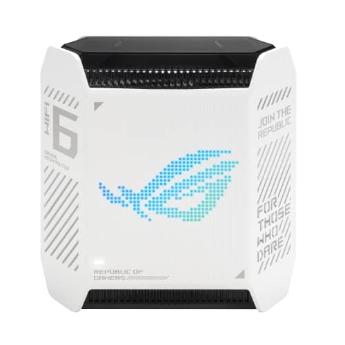 Image of ASUS ROG Rapture GT6 (1PK) Tri-Band WiFi 6 Gaming Router, Covers up to 2,900 Sqm, 2.5 Gbps Port, Three-Level Game Acceleration, UNII 4, Lifetime Internet Security, Moonlight White