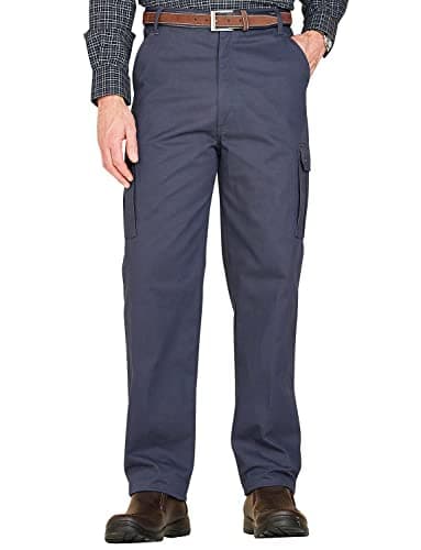 Image of Chums Men's Cotton Cargo-Style Trousers with Side Elastic Waist, Functional and Comfortable Smart Casual Outdoor Pants Navy 36W / 27L