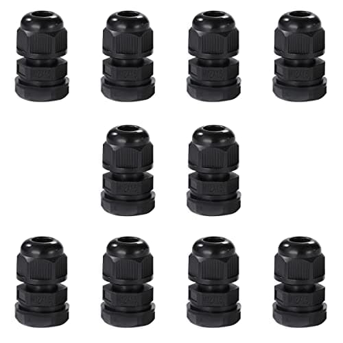 Image of Meccion M12 Cable Gland 10 Pack IP68 Waterproof Nylon Cable Connectors with Locknut and Washer, Suitable for 3mm - 6.5mm Cables