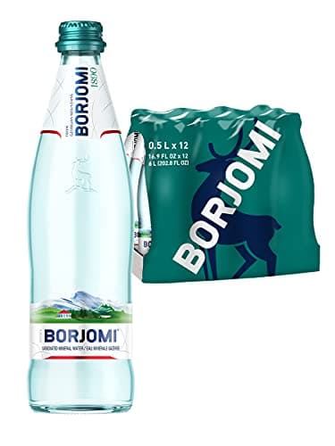 Image of Borjomi Sparkling Natural Mineral Water - Pack of 12 x 500 ml Premium Glass Bottle