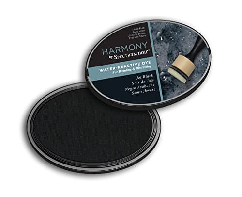 Image of Harmony Water Reactive Coloured Ink Pad - Slow Drying Water Soluble - Perfect Ink Pads for Stamping, Blending & Distressing - Acid Free - by Spectrum Noir (Jet Black)