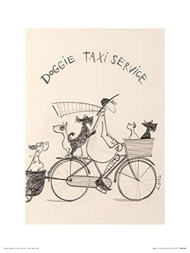 Image of The Art Group "Doggie Taxi Service Sketch Sam Toft Art Print, Multi-Colour, 30 x 40 x 1.3 cm