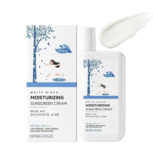 Image of Birch Juice Mineral Sunscreen SPF 50 – Broad Spectrum UVA UVB Face Moisturiser, Lightweight Korean Sunscreen Sun Cream for Sensitive Skin, Daily Hydrating SPF 50 Sunscreen with Invisible Finish, 50ml