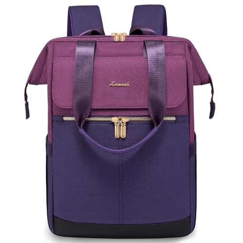 Image of LOVEVOOK Purple Backpack Womens, 15.6 inch Laptop Rucksack Bag for Women, Waterproof Work Backpack for Teacher Nurse, Fashion School Bags with USB Port for University Travel Office Business, Purple