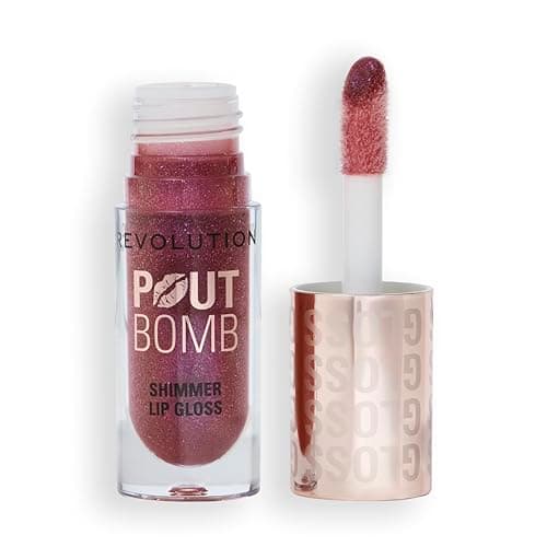 Image of Revolution, Pout Bomb Shimmer Gloss, High-Shine Lip Gloss & Shimmer for Glossy Lips with Hyaluronic Acid & Sweet Vanilla Scent, Berry Lustre, 4.5ml