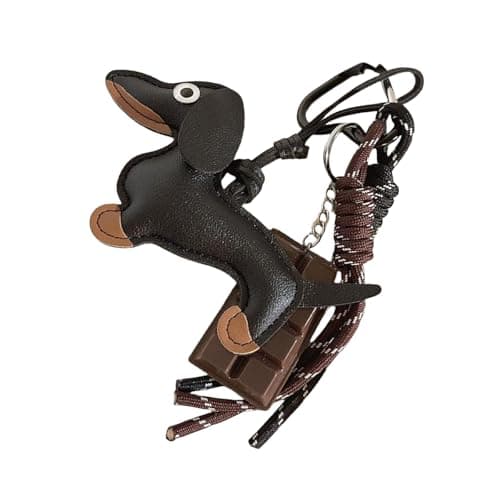 Image of Jazuaiao Fashionable Retro Sausage Dog Keyring Fashionable Sturdy PU Jewelry Accessory for Collectors and Trendsetters Use Cartoon Designs Keychain
